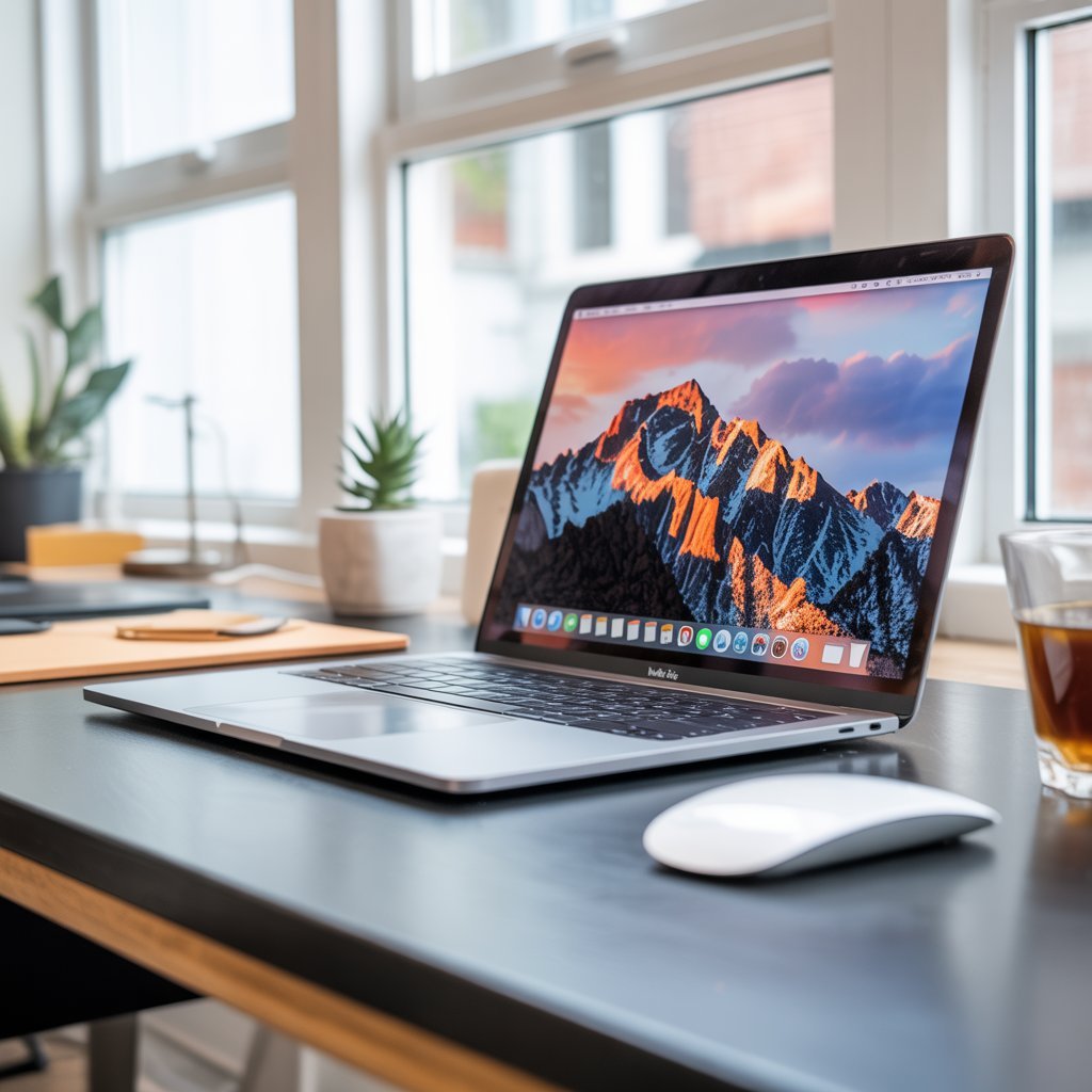 Mac računala showing Apple desktop and laptop computers on a modern workspace